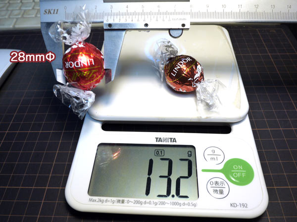 LINDOR（リンドール）スイスのチョコレート/直径と重量