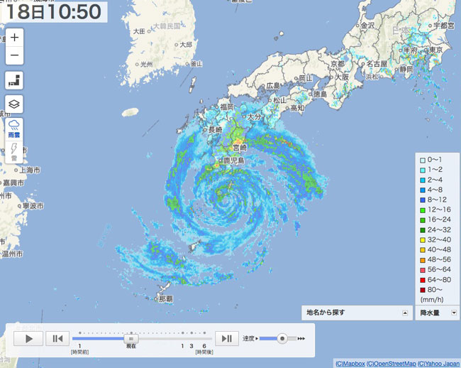 台風14号 九州直撃