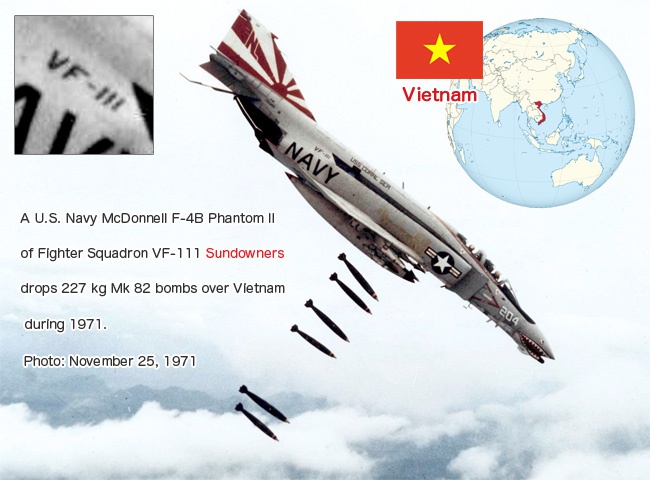 ベトナム上空で爆弾を投下するVF-111 サンダウナーズ