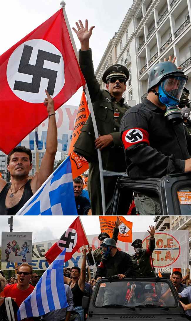 Hakenkreuz and Nazism. Demonstrations