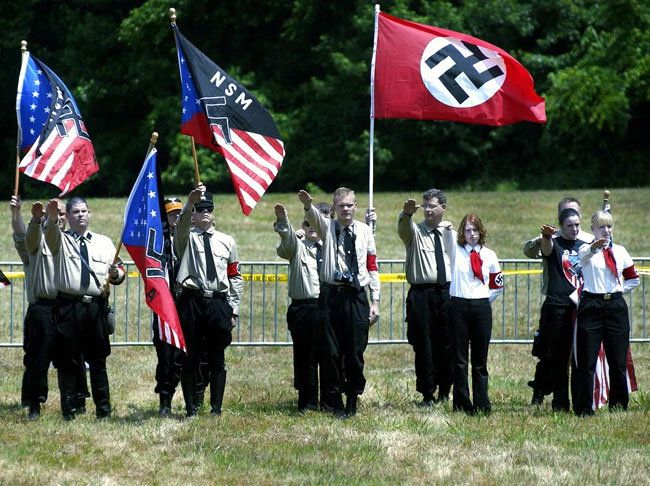 Hakenkreuz and Nazism. Demonstrations