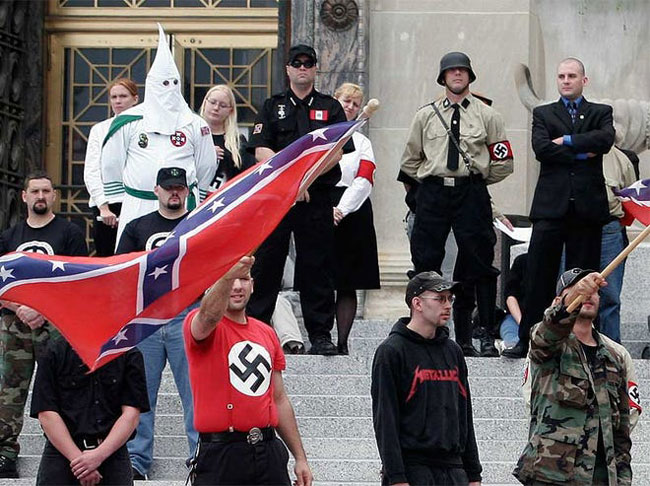 Hakenkreuz and Nazism. Demonstrations