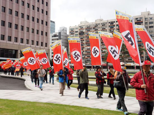Hakenkreuz and Nazism. Demonstrations