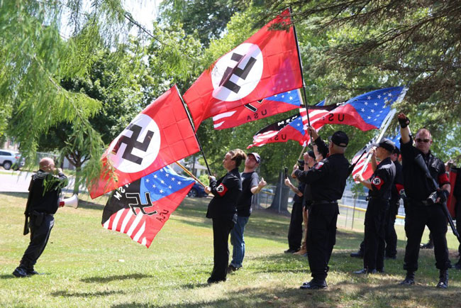 Hakenkreuz and Nazism. Demonstrations
