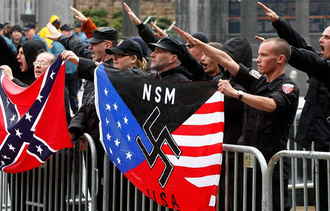 Hakenkreuz and Nazism. Demonstrations