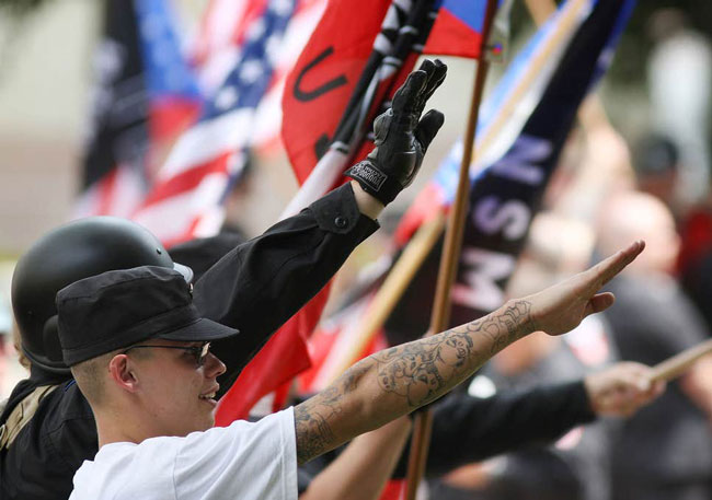 Hakenkreuz and Nazism. Demonstrations