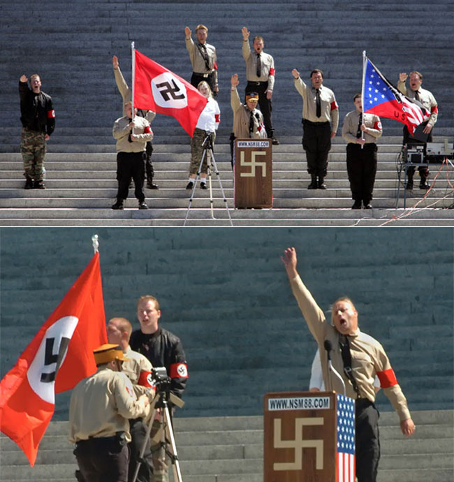 Hakenkreuz and Nazism. Demonstrations