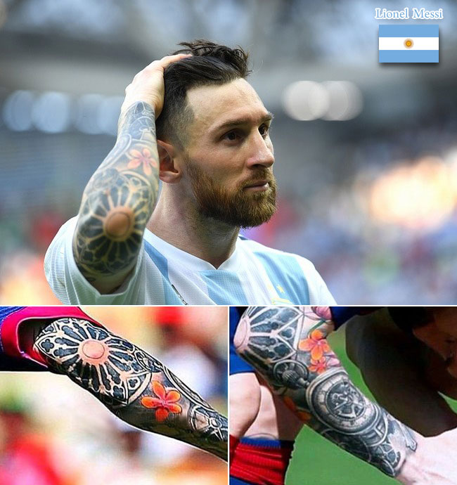 Lionel Andrés Messi Cuccittini, メッシの右肘にある旭日模様のタトゥー, Rising Sun 旭日旗