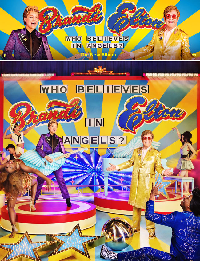 Elton John & Brandi Carlile - Who Believes In Angels?(エルトン・ジョン&ブランディ・カーライルの新曲「スウィング・フォー・ザ・フェンシズ」のミュージックビデオ), Rising Sun Design 旭日旗,戦犯旗(전범기)