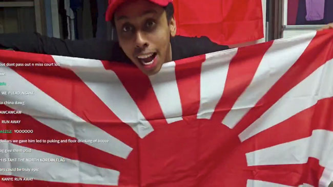 ジョニー・ソマリ(조니 소말리 - Johnny Somali), Rising Sun Design 旭日旗,戦犯旗(전범기)