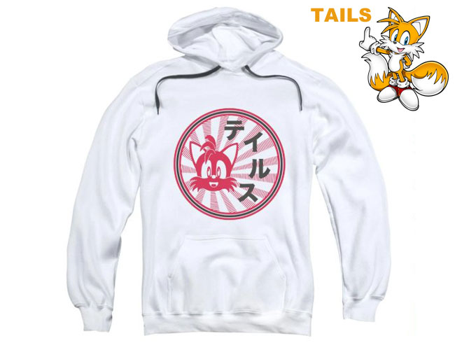 SONIC PATCHWORK TAILS WHITE PULLOVER HOODIE SEGA Rising Sun 旭日旗