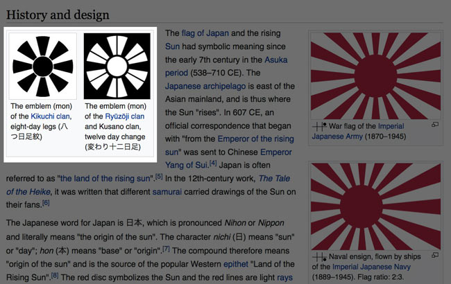 RISING SUN FLAG (Wikipedia commentary) 旭日旗 概要